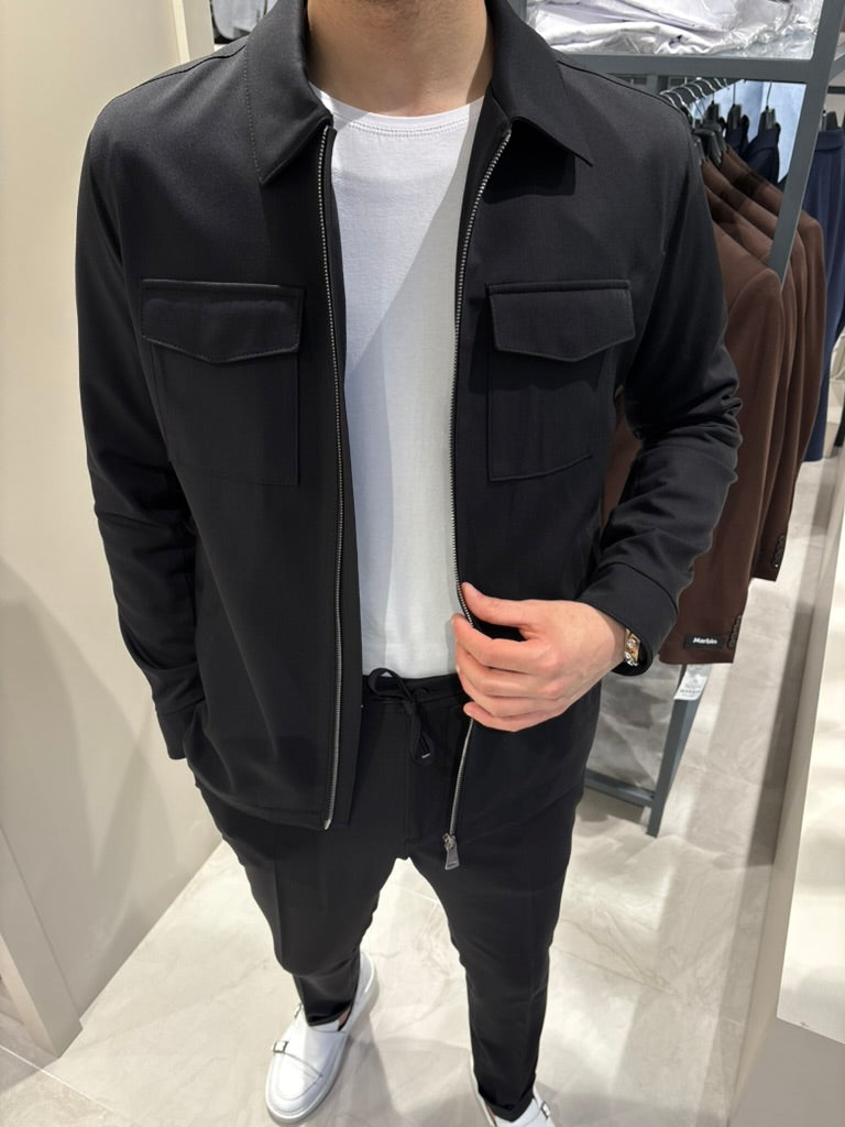 Premium Çift Fermuarlı Spor Ceket-Pantolon SİYAH