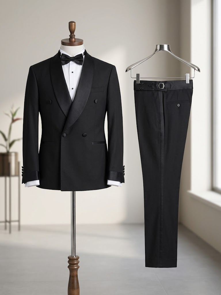 İtalyan Stil Black Royal Şal Yaka Smokin Damatlık Set-Siyah