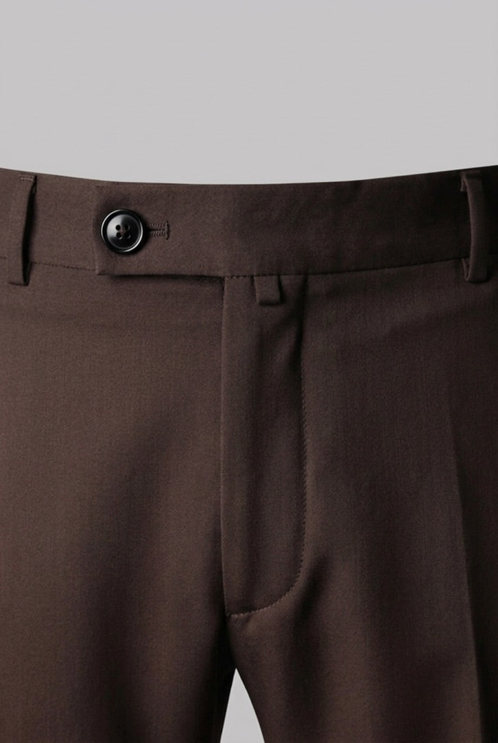 Erkek Slim Fit Kahve Renk Kumaş Pantolon