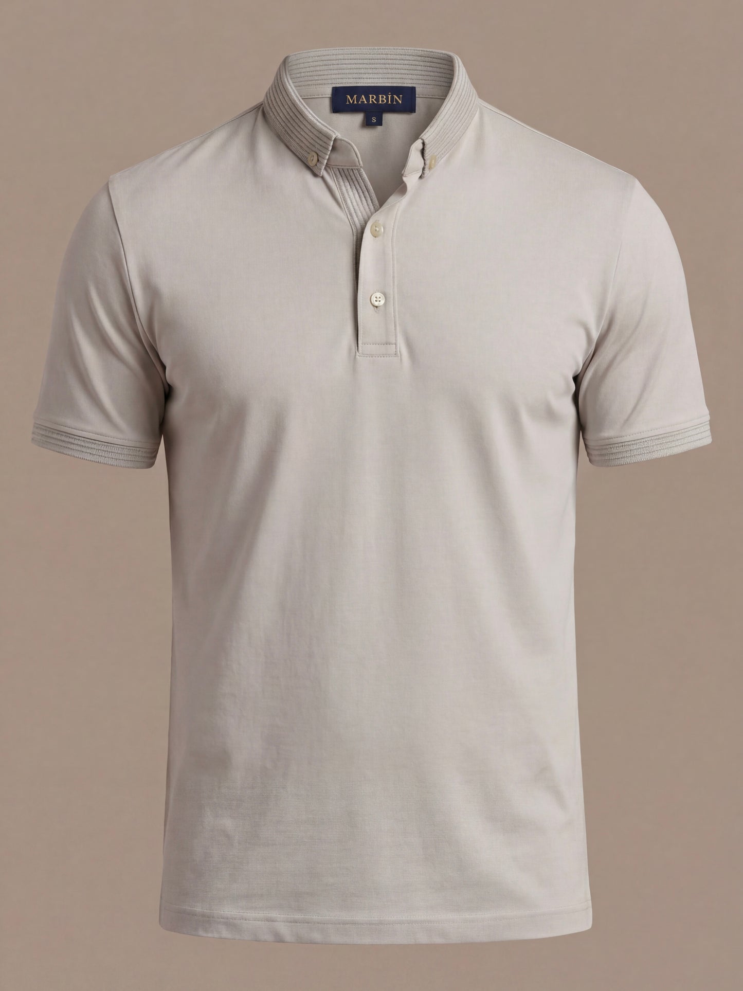 Erkek Slim Fit Polo Yaka Pamuklu Taş Rengi Tişört