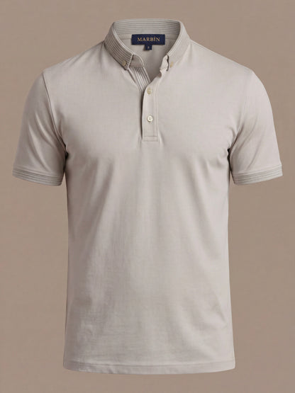 Erkek Slim Fit Polo Yaka Pamuklu Taş Rengi Tişört