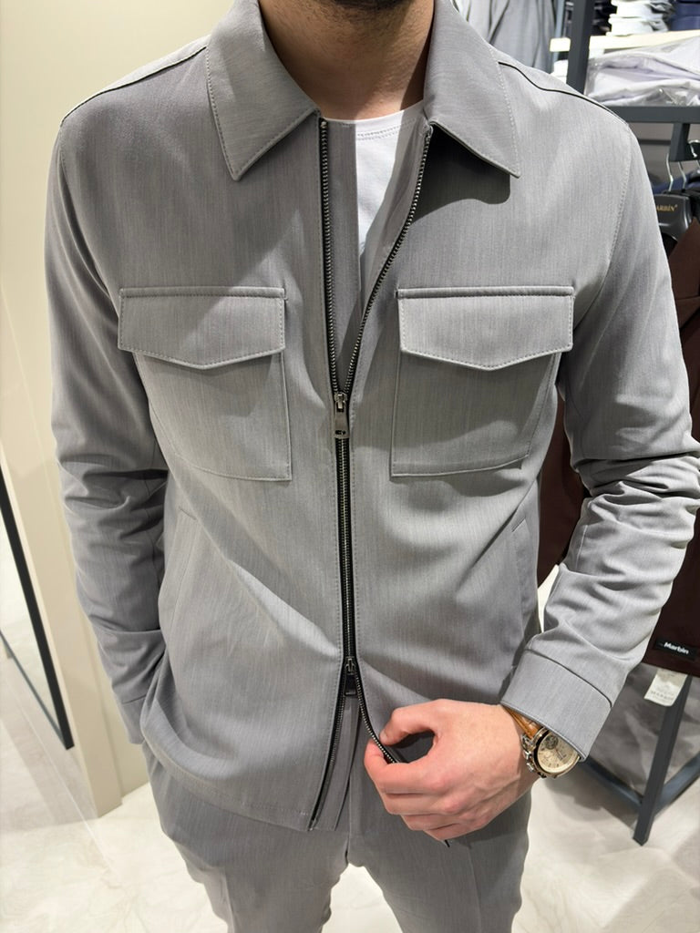 Premium Çift Fermuarlı Spor Ceket-Pantolon GRİ