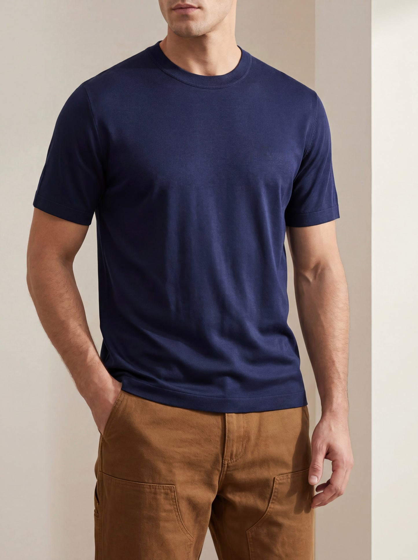 Erkek Slim Fit Lacivert Renk Rayon Tişört