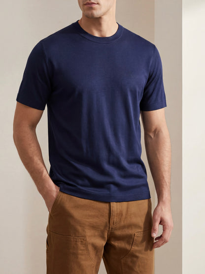Erkek Slim Fit Lacivert Renk Rayon Tişört