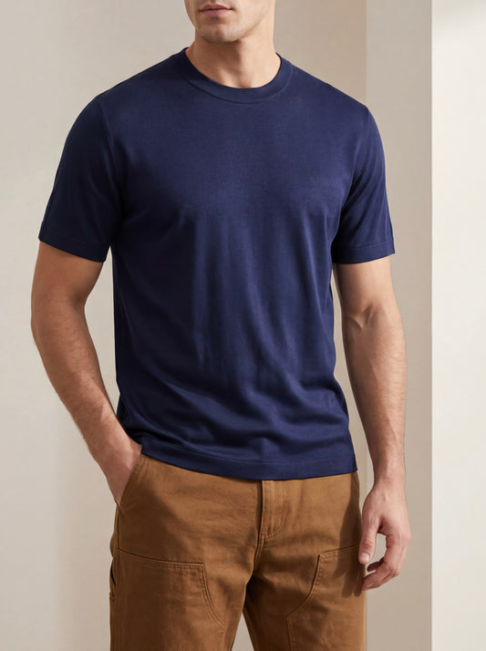 Erkek Slim Fit Lacivert Renk Rayon Tişört