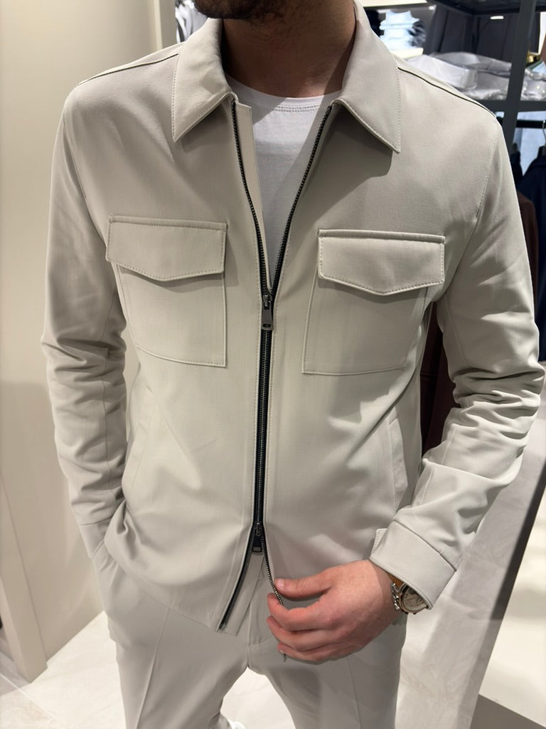 Premium Çift Fermuarlı Spor Ceket-Pantolon BEJ