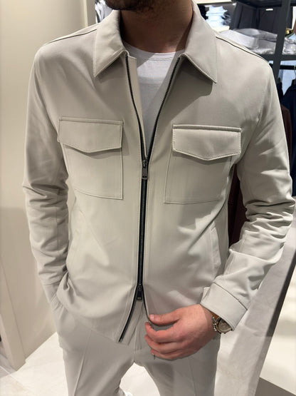 Premium Çift Fermuarlı Spor Ceket-Pantolon BEJ