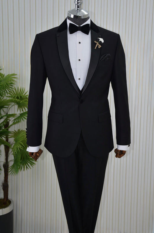 İtalyan Stil Şal Yaka Slimfit Damatlık Takım Elbise