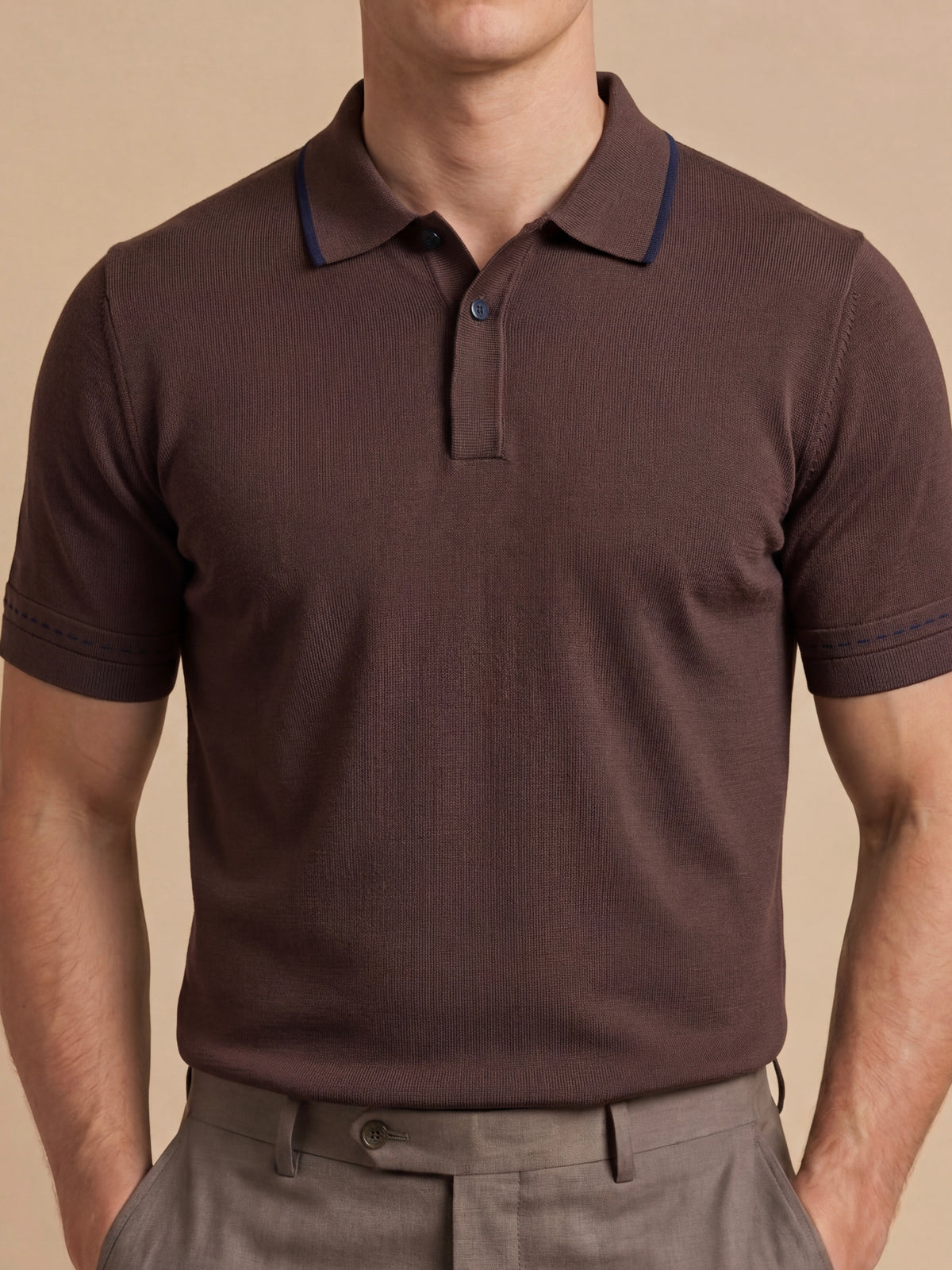 Erkek Slim Fit Kahve  Renk Desenli Rayon Tişört