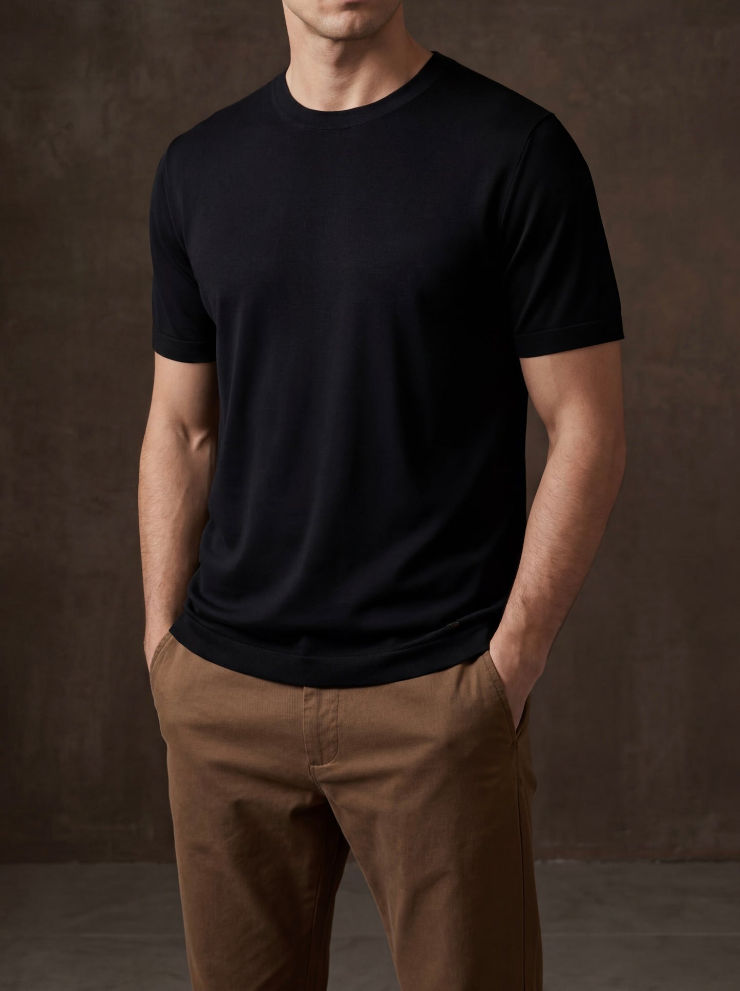 Erkek Slim Fit Siyah Renk Rayon Tişört