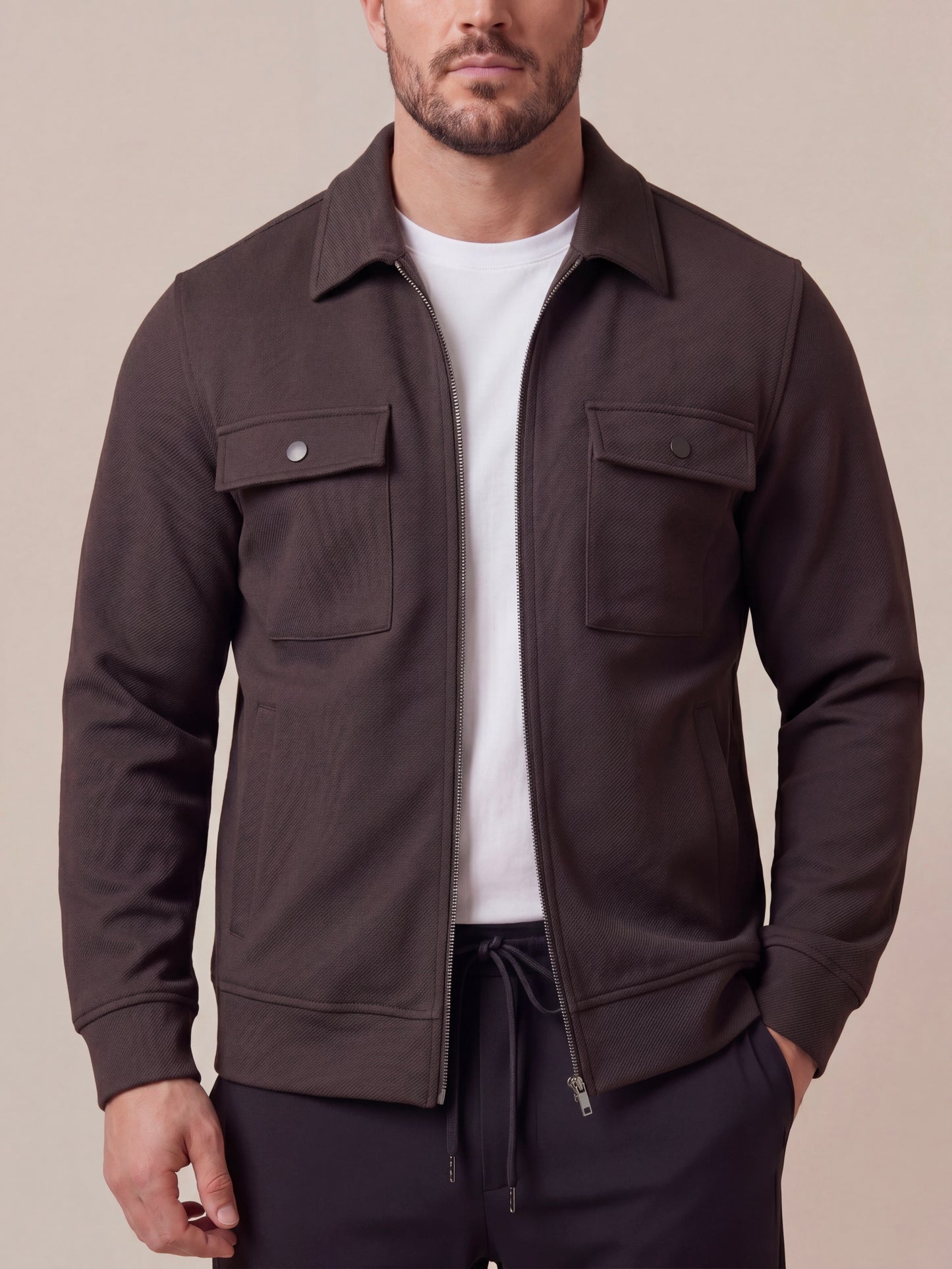 Slim Fit Gabardin Ceket-Mürdüm