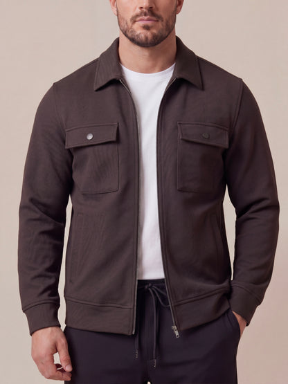 Slim Fit Gabardin Ceket-Mürdüm