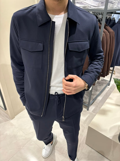 Premium Çift Fermuarlı Spor Ceket-Pantolon LACİVERT