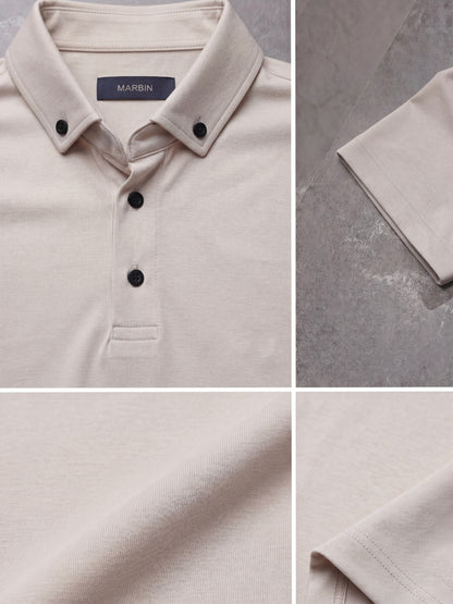 Erkek Slim Fit Polo Yaka Pamuklu Bej Renk Tişört