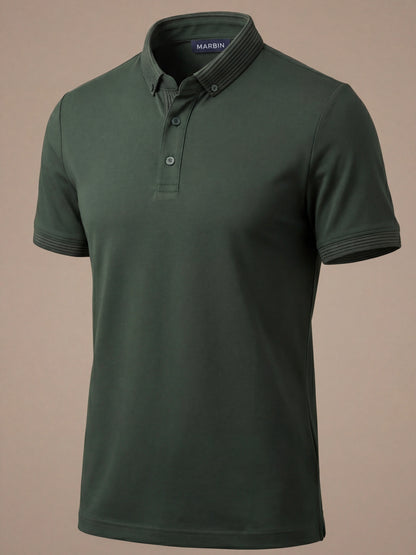 Erkek Slim Fit Polo Yaka Pamuklu Yeşil Renk Tişört