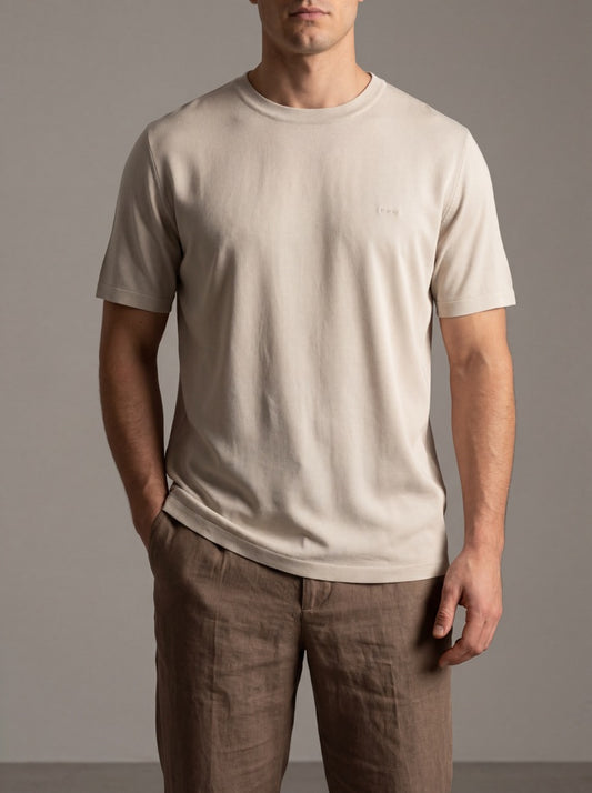 Erkek Slim Fit Bej Renk Rayon Tişört