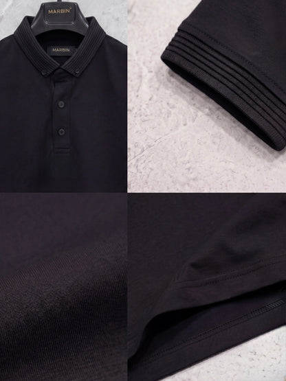 Erkek Slim Fit Polo Yaka Pamuklu Siyah Renk Tişört