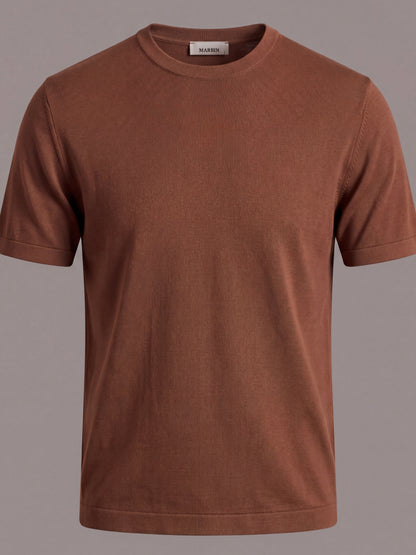 Erkek Slim Fit Tarçın Renk Rayon Tişört