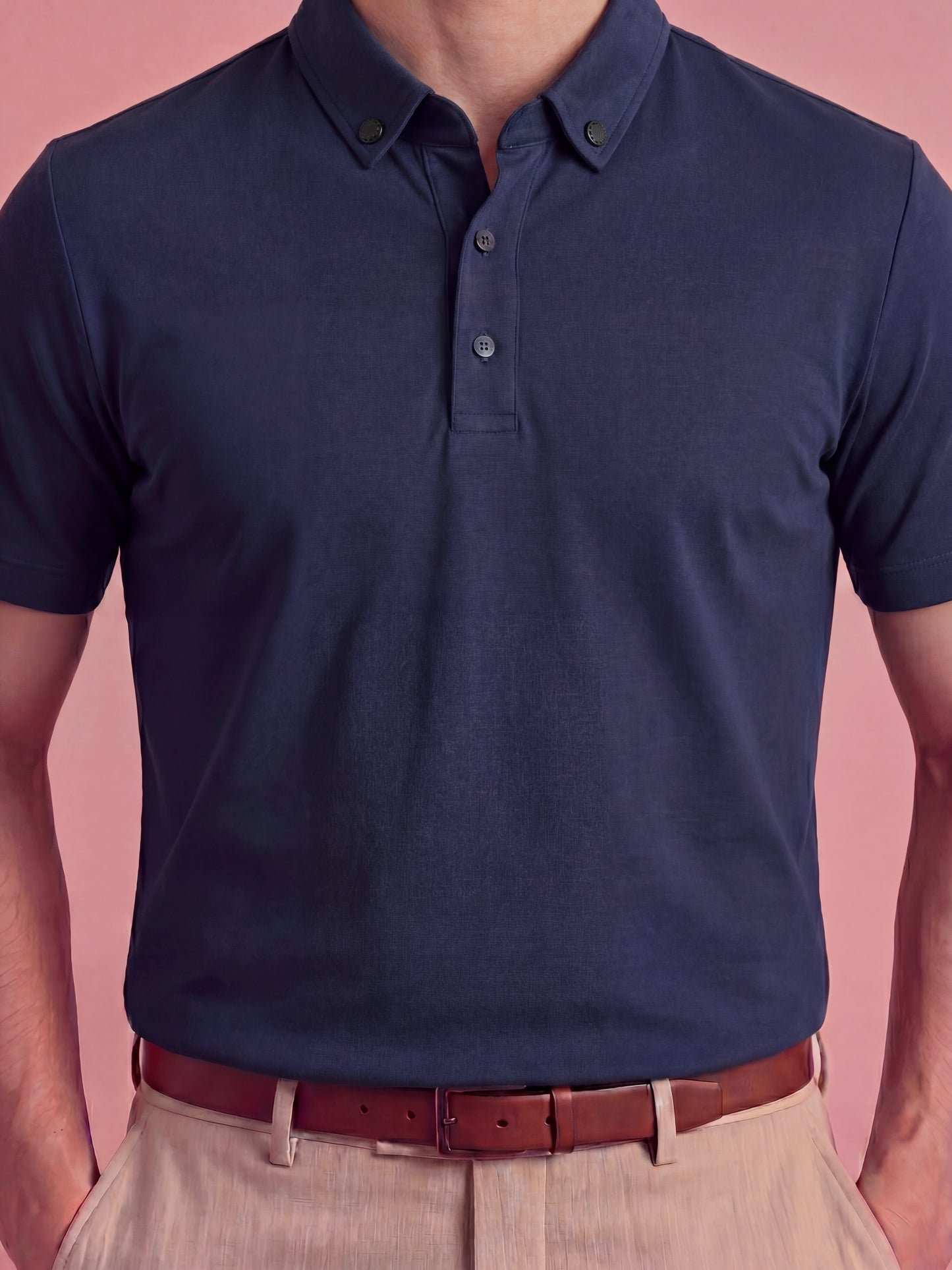 Erkek Slim Fit Polo Yaka Pamuklu Lacivert  Renk Tişört