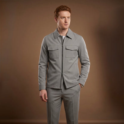 Premium Çift Fermuarlı Spor Ceket-Pantolon GRİ