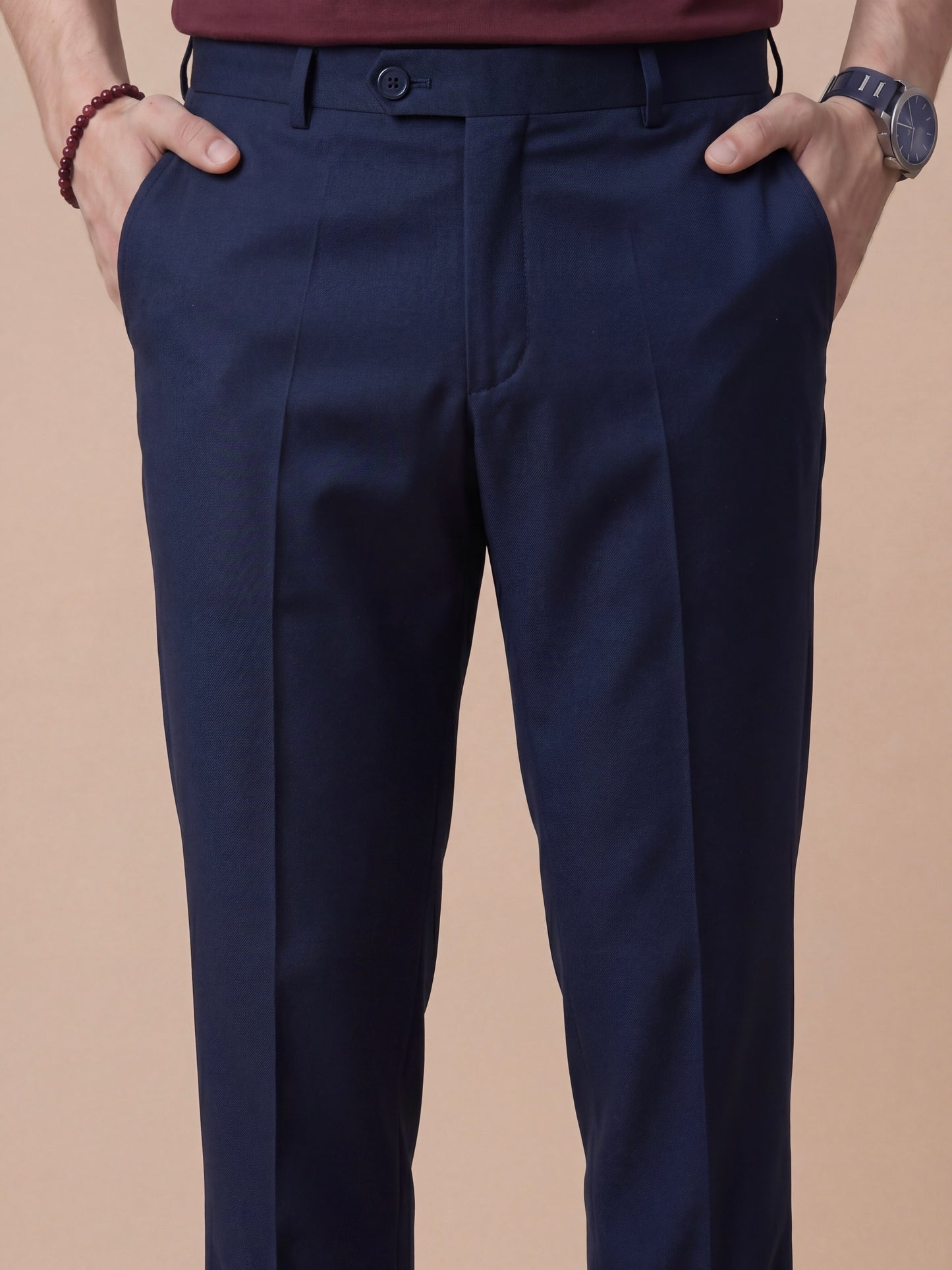 Erkek Slim Fit Lacivert Renk Kumaş Pantolon