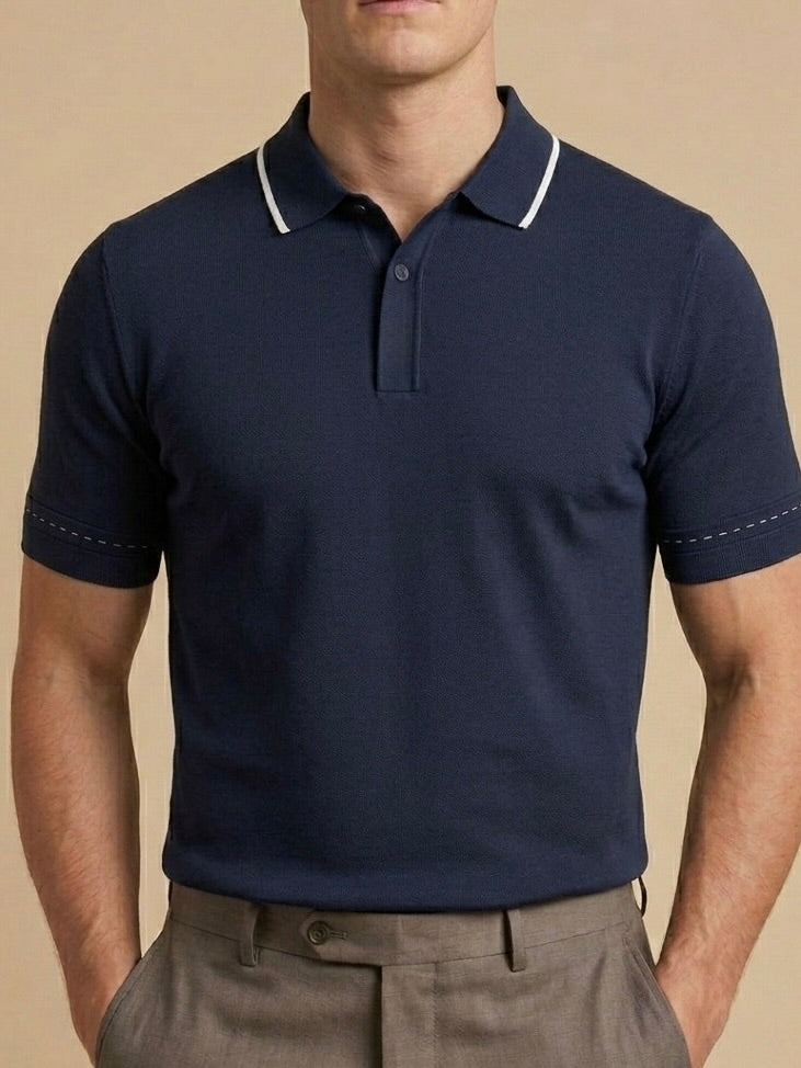 Erkek Slim Fit Lacivert  Renk Desenli Rayon Tişört
