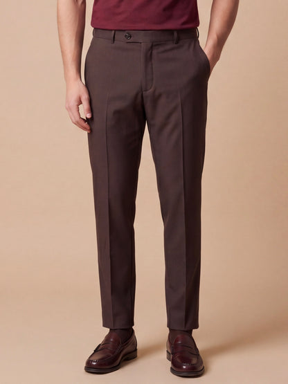 Erkek Slim Fit Kahve Renk Kumaş Pantolon