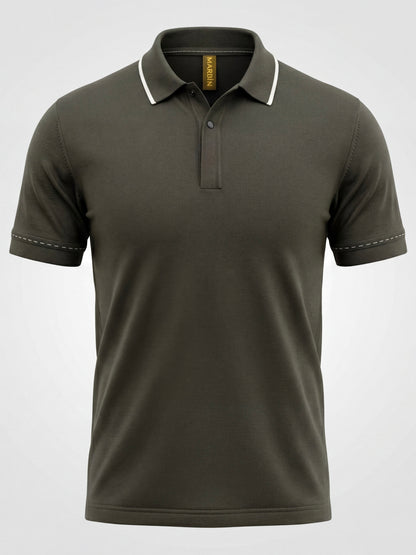 Erkek Slim Fit Açık Haki  Renk Desenli Rayon Tişört
