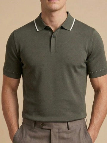 Erkek Slim Fit Açık Haki  Renk Desenli Rayon Tişört