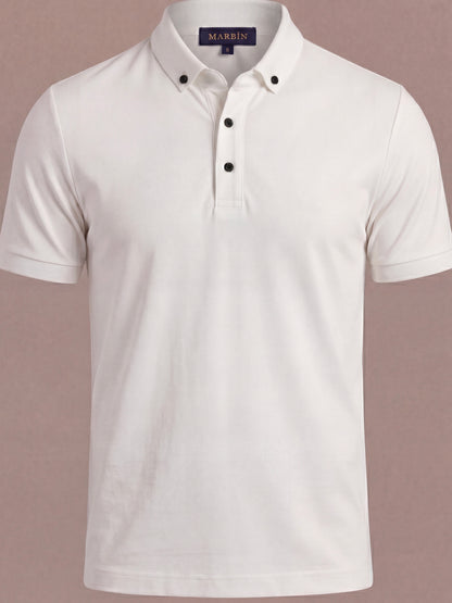 Erkek Slim Fit Polo Yaka Pamuklu Beyaz  Renk Tişört