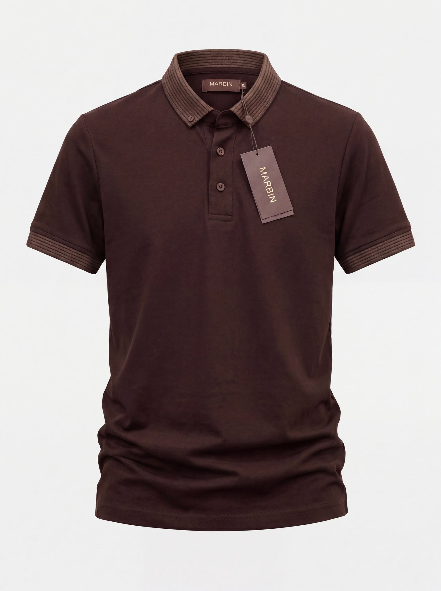 Erkek Slim Fit Polo Yaka Pamuklu Acı Kahve Renk Tişört