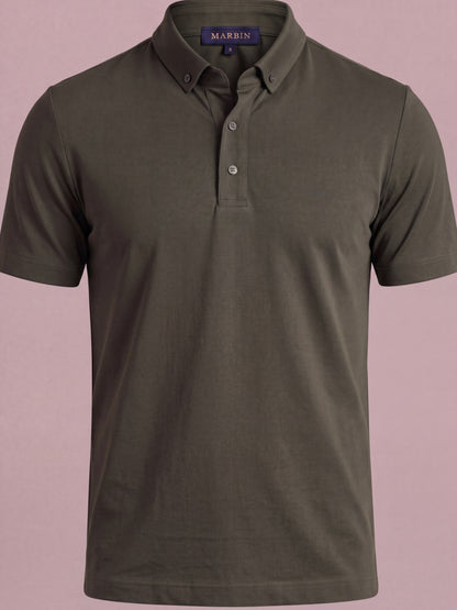 Erkek Slim Fit Polo Yaka Pamuklu Haki  Renk Tişört