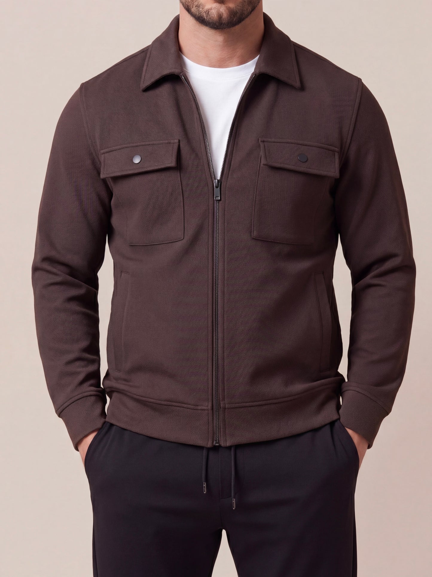 Slim Fit Gabardin Ceket-Mürdüm