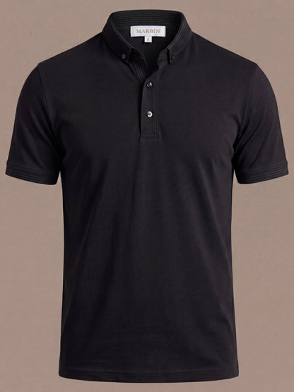 Erkek Slim Fit Polo Yaka Pamuklu Siyah Renk Tişört