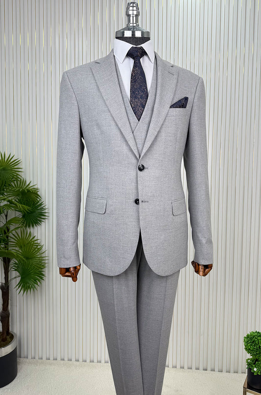 İtalyan Stil Slim Fit Yelekli Takım Elbise