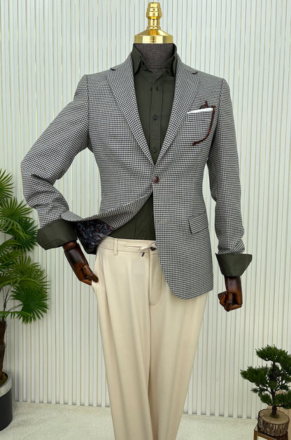 Kaz Ayağı Desenli Kombin Takım Elbise