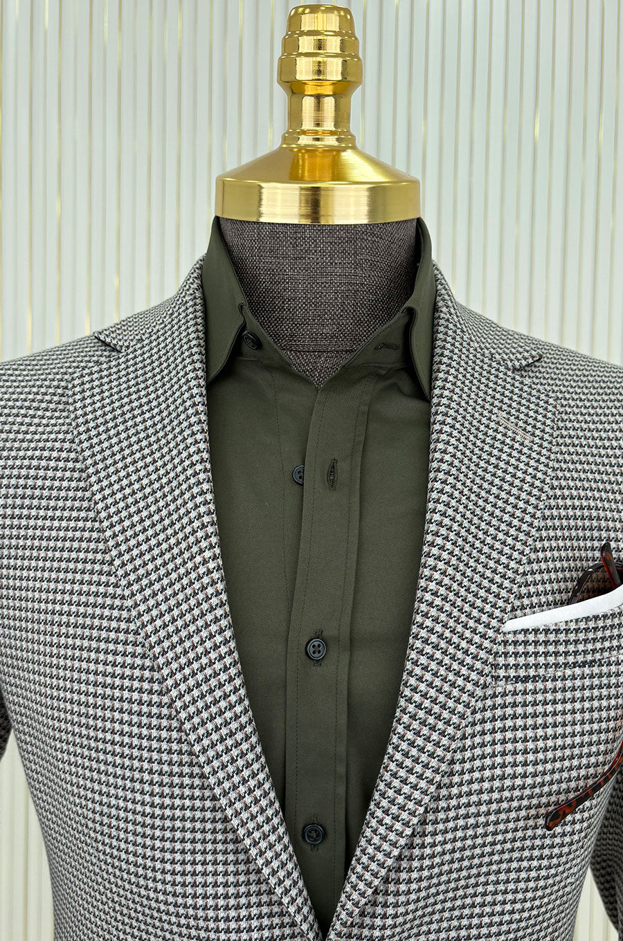 Kaz Ayağı Desenli Kombin Takım Elbise