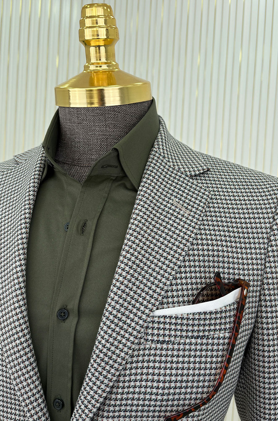 Kaz Ayağı Desenli Kombin Takım Elbise