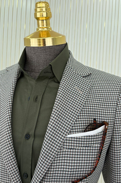 Kaz Ayağı Desenli Kombin Takım Elbise