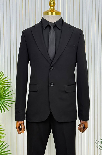 İtalyan stil slim fit ceket yelek pantolon takım elbise Siyah