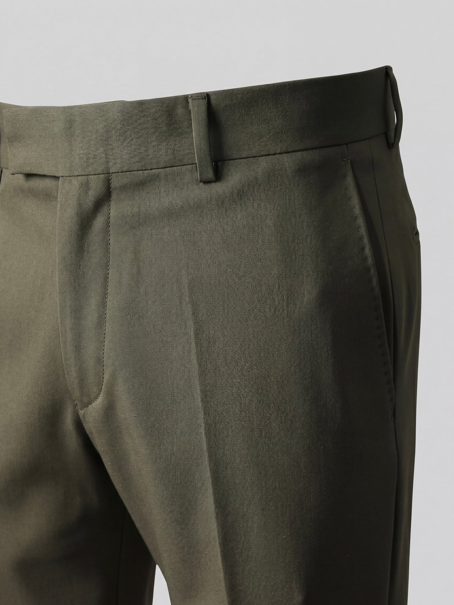 Erkek Slim Fit Haki Renk Kumaş Pantolon