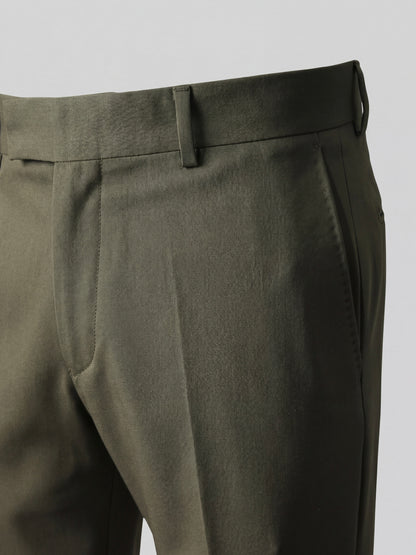 Erkek Slim Fit Haki Renk Kumaş Pantolon