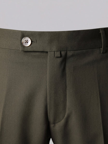 Erkek Slim Fit Haki Renk Kumaş Pantolon