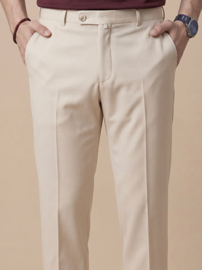 Erkek Slim Fit Bej Renk Kumaş Pantolon