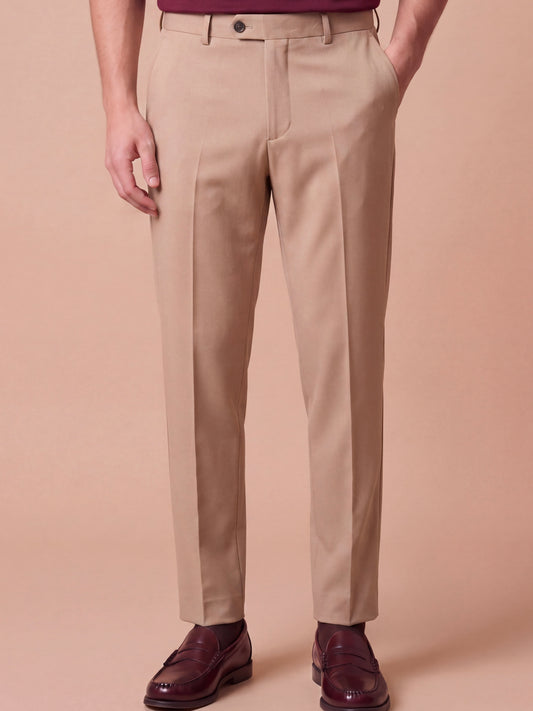 Erkek Slim Fit Kum Beji Renk Kumaş Pantolon