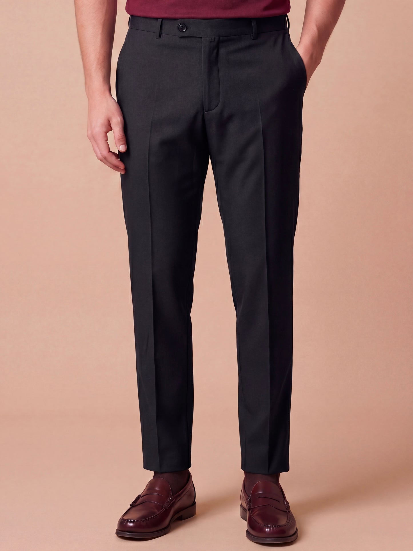 Erkek Slim Fit Siyah Renk Kumaş Pantolon
