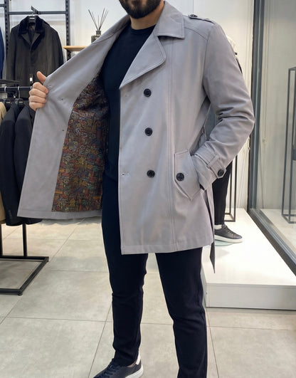 Exclusive Astarlı  Trençkot Gri