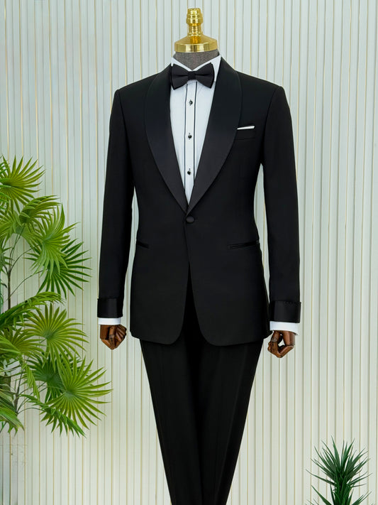 İtalyan Stil Şal Yaka Slim fit Damatlık Takım Elbise