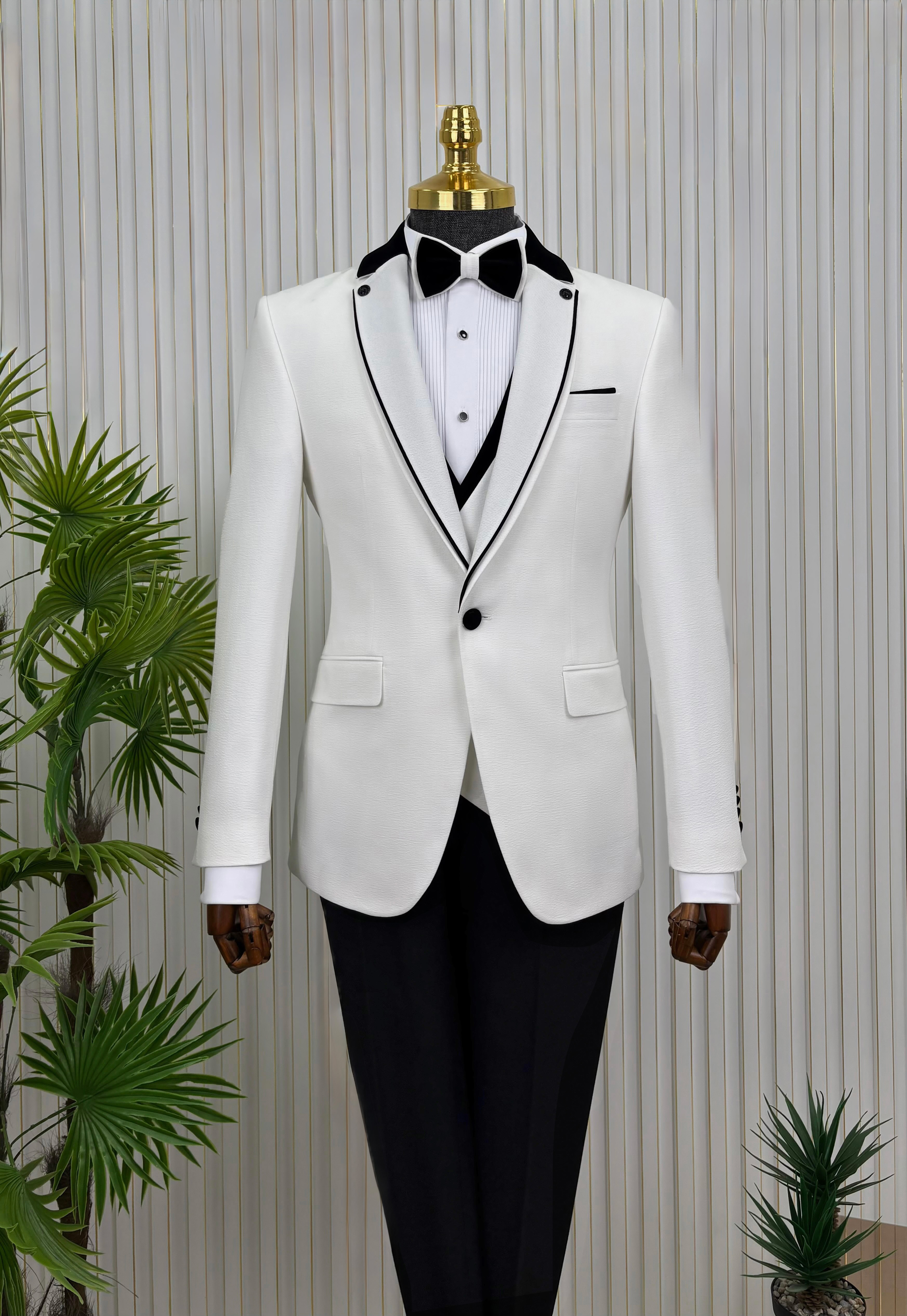 İtalyan Stil Şal Yaka Slimfit GOFRE SMOKİN Takım Elbise 