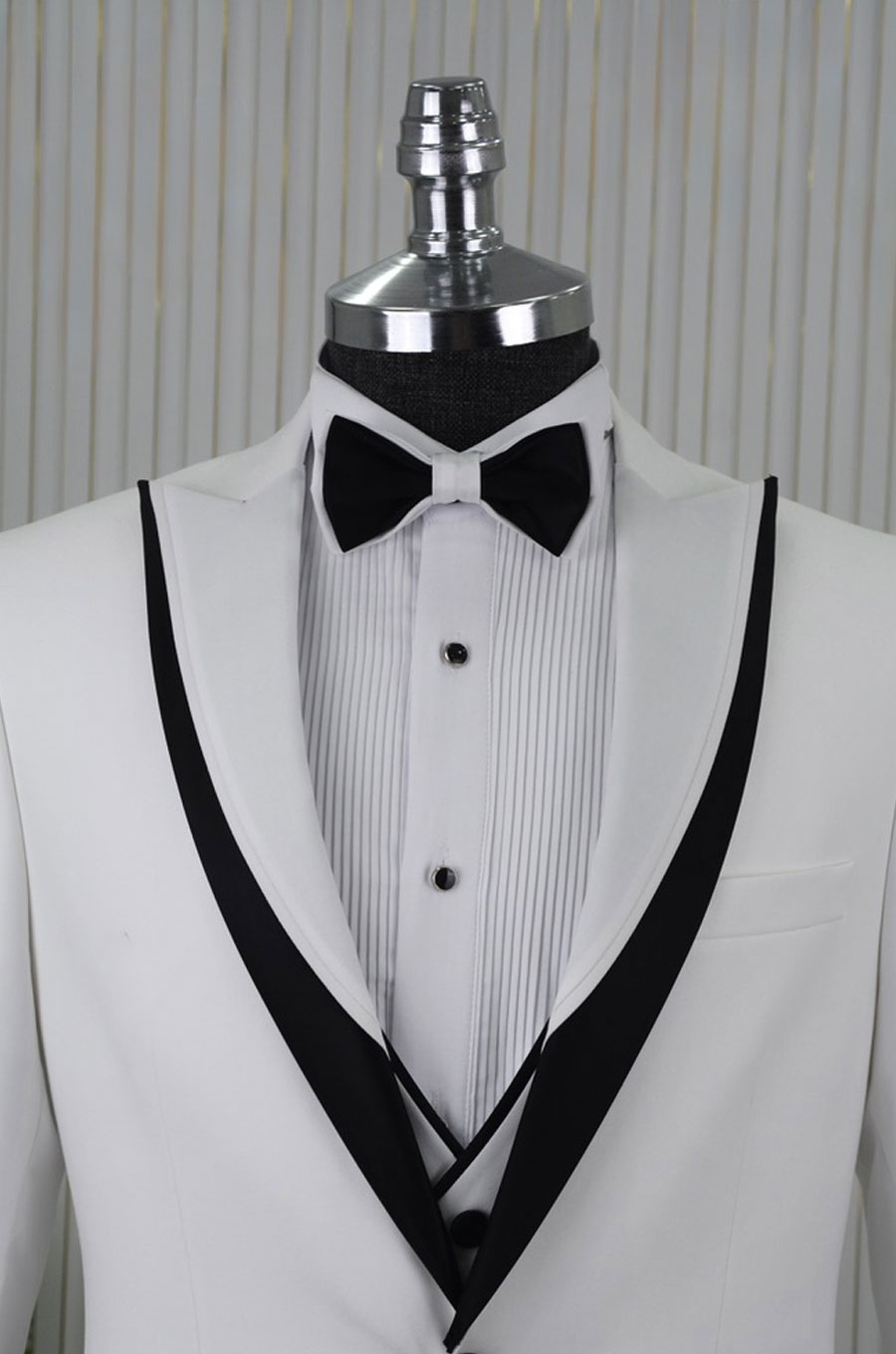 İtalyan Stil Şal Yaka Slimfit Damatlık Takım Elbise Beyaz